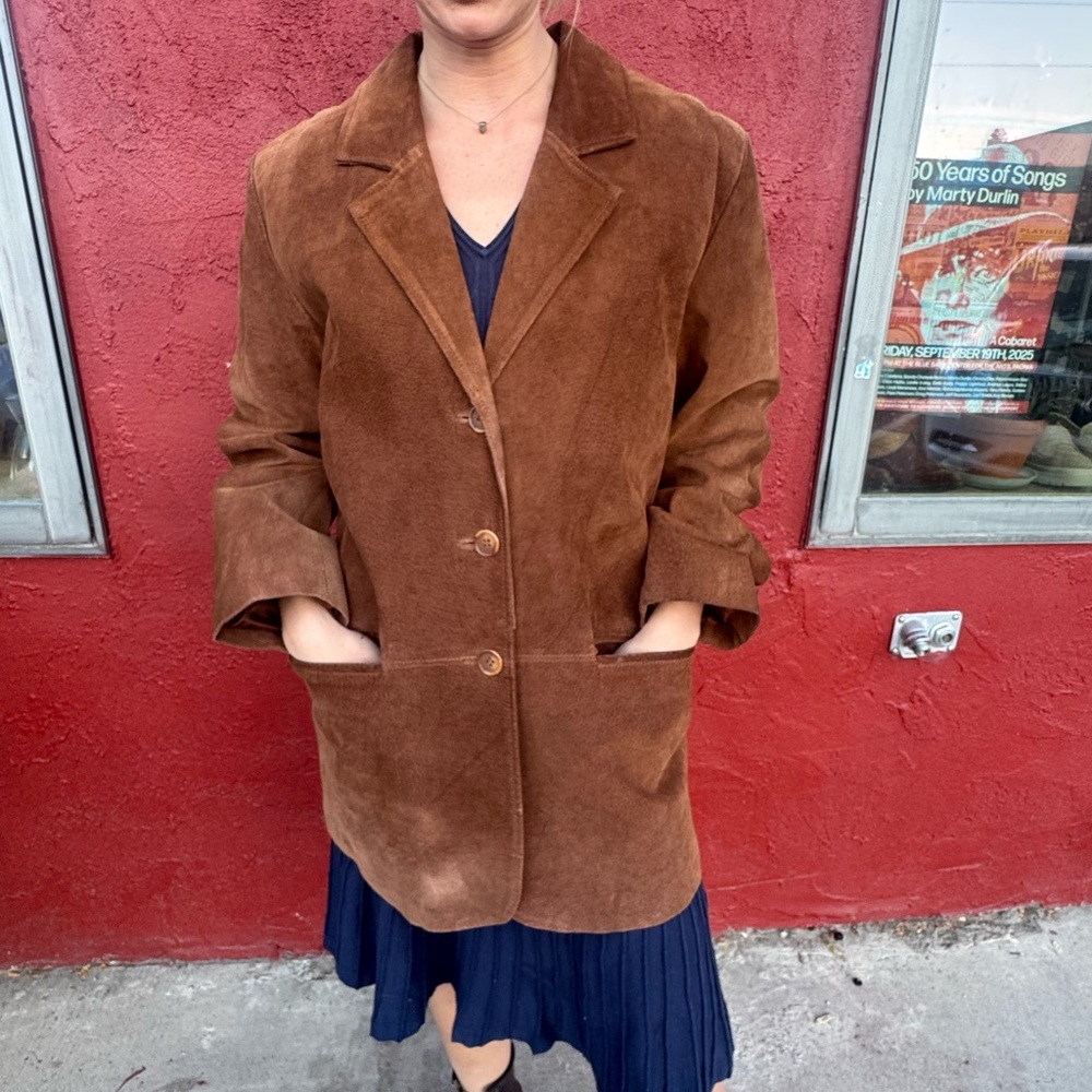 Vintage 80s Margaret Godfrey Brown Suede Jacket (M/M)